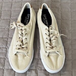 Sperry Men's Top Sider II CVO Canvas Casual Sneakers in Beige and White, Sz 10.5